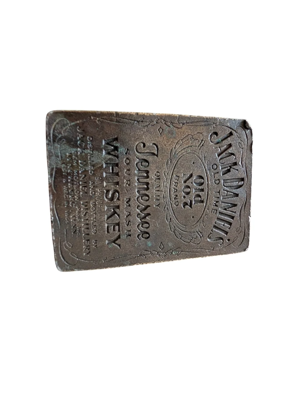 Vintage 70s 80s Jack Daniel's Tennessee Whiskey Bronze Belt Buckle.